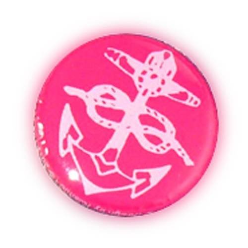 Badge ancre marine rose/rose tattoo anchor rockabilly rock ø25mm