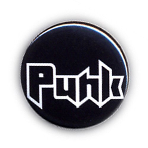 Badge punk modern logo blanc sur fond noir rock kustom no future button pins - ø25mm - 1 inch