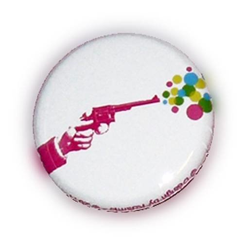 Badge colt bubble pink revolver rockabilly kustom kawaii retro ø25mm