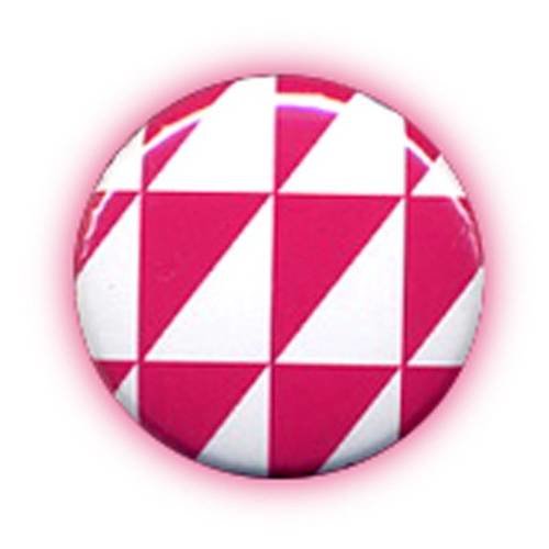 Badge motif triangles rose / blanc rockabilly 80's pop kawaii ø25mm