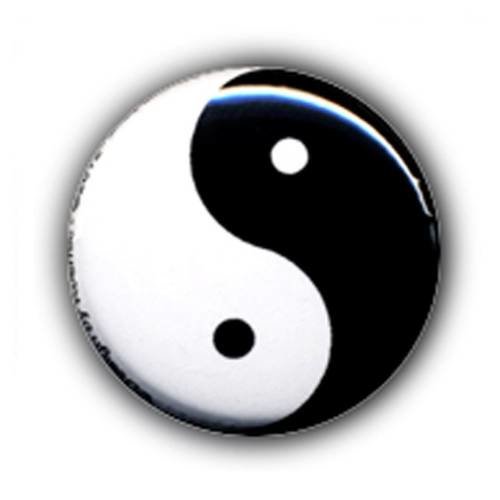 Badge yin ying et yang zen blanc noir bien mal ø25mm