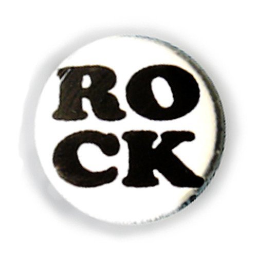 Badge rock 2 noir sur fond blanc music kawaii pop punk heavy metal vintage vinyl goth retro pins button - ø25mm - 1 inch