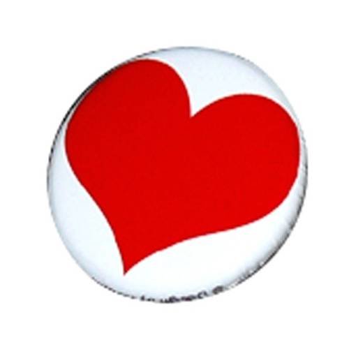 Badge grand coeur rouge heart love - ø25mm