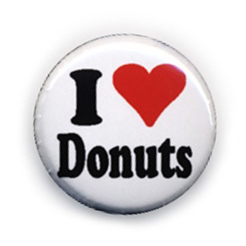 Badge i love donuts coeur rouge heart gourmand pop ø25mm