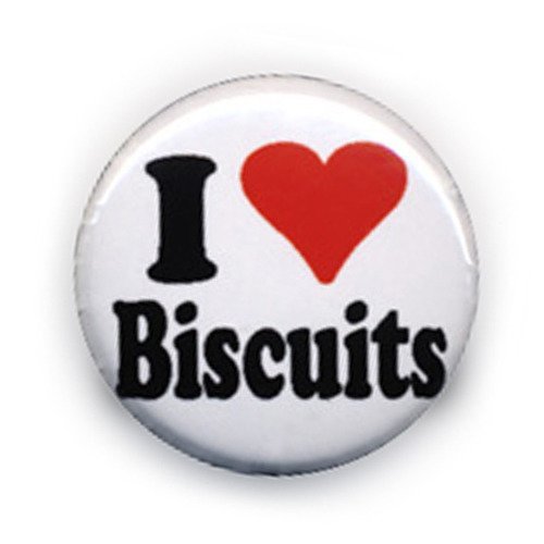 Badge i love biscuits coeur rouge heart gourmand pop ø25mm