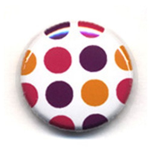 Badge grands pois rose orange violet polka dots rockabilly rock ø25mm