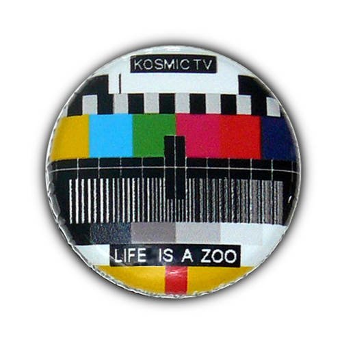 Badge mire tv life is a zoo pop retro 80's geek nerd button ø25mm 