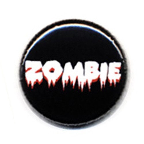 Badge zombie texte blanc/noir freak monstre zombies dead walking ø25mm