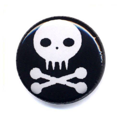 Badge zombie skull noir têtre de mort os bones rockabilly ø25mm 