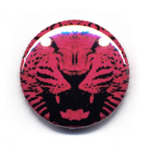 Badge tigre rose pink tiger fauve animal rock retro punk ø25mm 