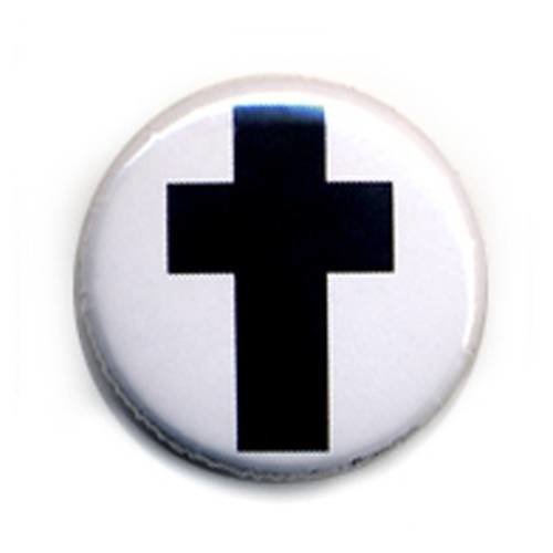 Badge croix noir sur fond blanc ø25mm 