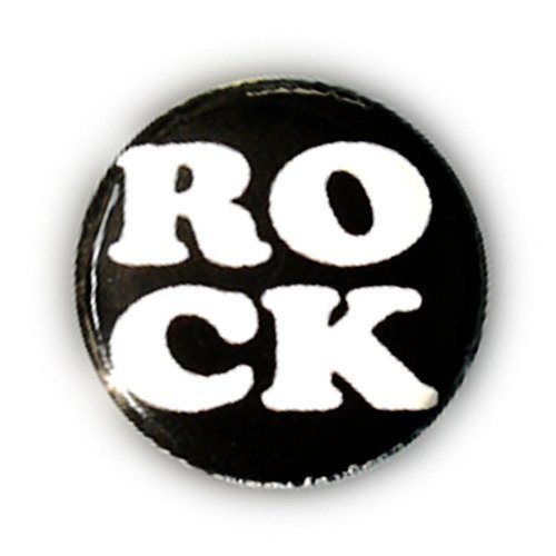 Badge rock 1 blanc sur fond noir music kawaii pop punk metal vintage vinyl goth retro pins button - ø25mm - 1 inch