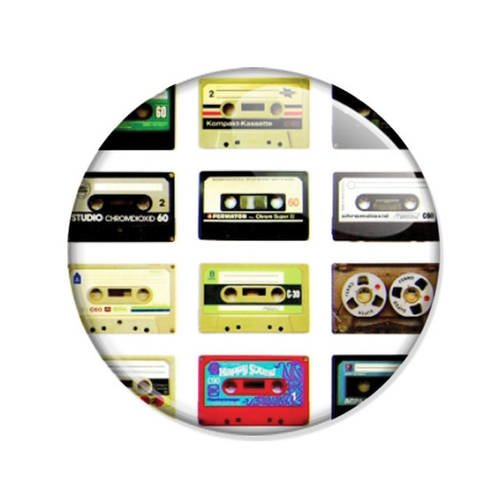 Badge cassettes retro k7 vintage hipster hypster bohème boho pop pins ø25mm 
