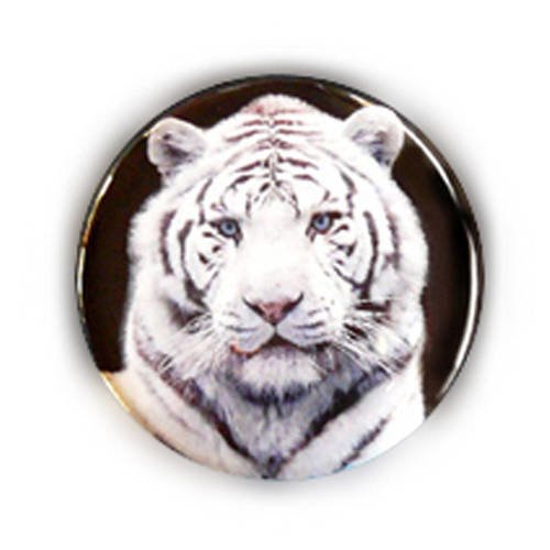 Badge tigre blanc groaarr cute funny kawaii animal felin chat pins button ø25mm 