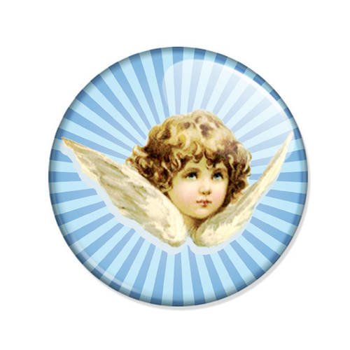 Badge tête d' ange ailes angel wings chérubin bohème boho retro pins ø25mm 