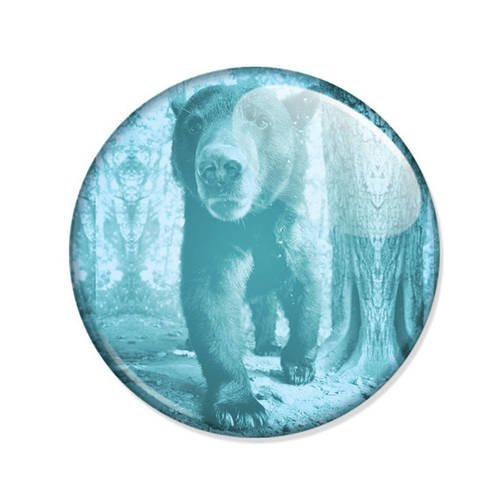 Badge ours sauvage animal bear bête féroce prédateur pop pin button ø25mm 