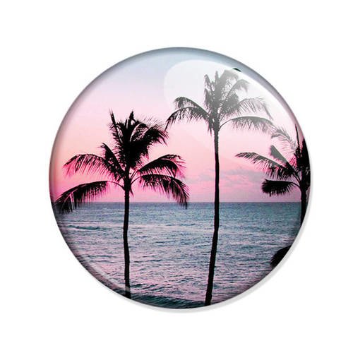 Badge palmiers palms mer sea paysage paradisiaque bohème boho vintage pop pins ø25mm 