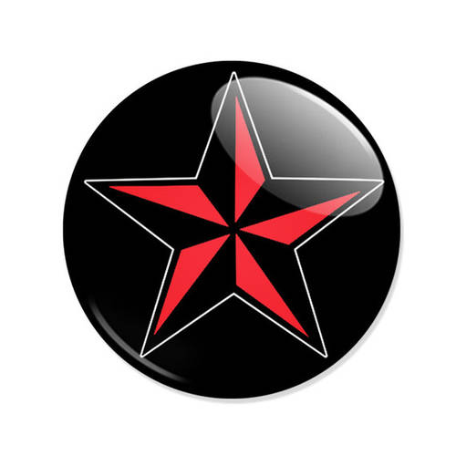 Badge Etoile Nautique Rouge Red Star Motif Tattoo Old School Marin Goth Emo ø25mm