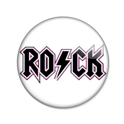 Badge ro/ck noir / blanc metal pop rock goth mode culture kawaii ø25mm 