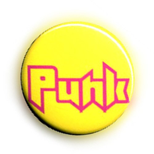 Badge punk modern logo rose sur fond jaune rock kustom no future button pins - ø25mm - 1 inch