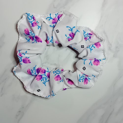 Chouchou - blanc imprimé fleurs