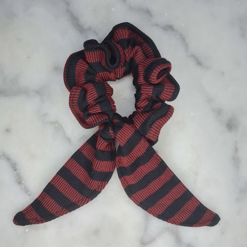 Chouchou à  petit nœud - bordeau et noir