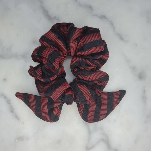 Chouchou à mini nœud - bordeau et noir
