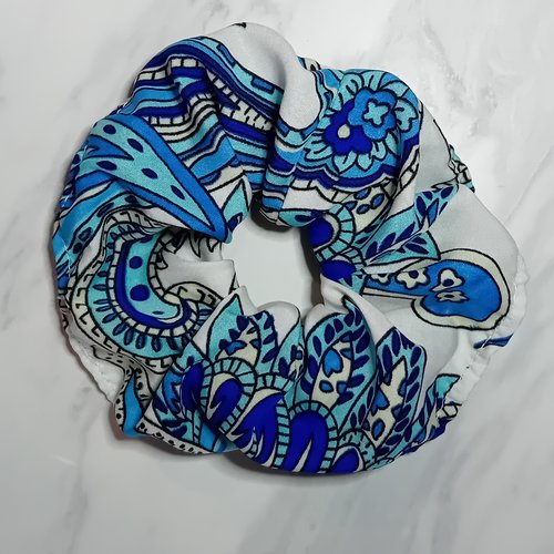 Chouchou - imprimé paisley ou cashemire bleu