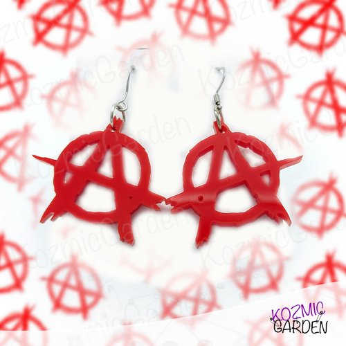 Boucles d'oreilles symbole anarchie rouges