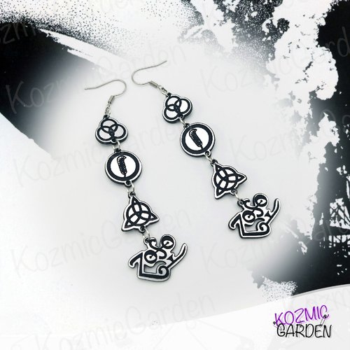 Boucles d'oreilles led zeppelin — symboles iconiques acrylic argenté cadeau fan rock