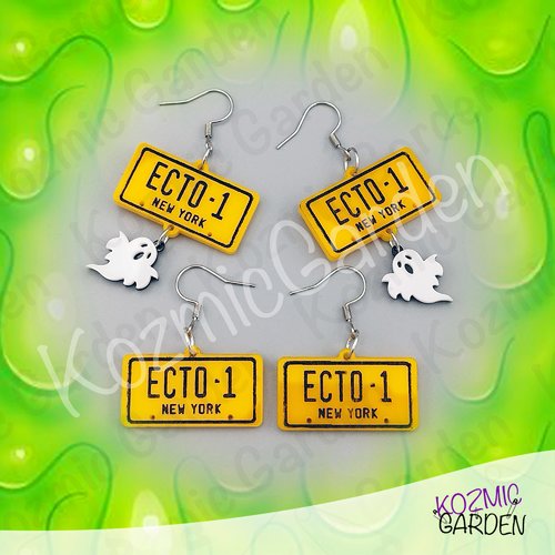 Boucles d'oreilles plaque ecto-1 ghostbusters | sos fantômes