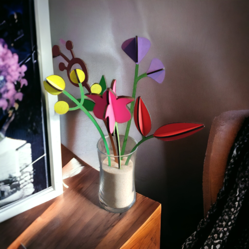 Bouquet de fleurs en bois 3d