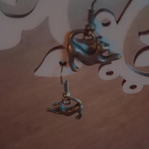 Boucles  d'oreilles chats couleur bronze