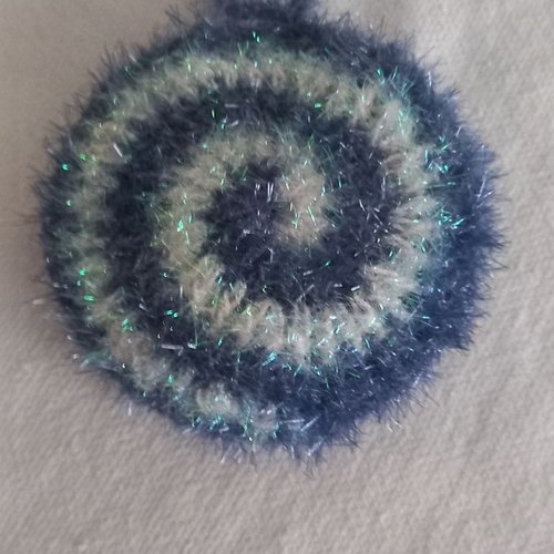 Tawashi  eponge ronde spirale bleu jean