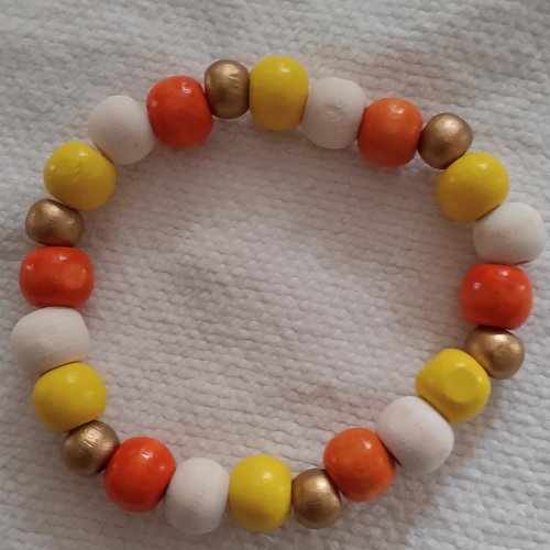 Bracelet  perles  bois colorées