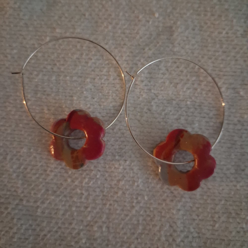 Créoles fleurs interchangeables en fimo