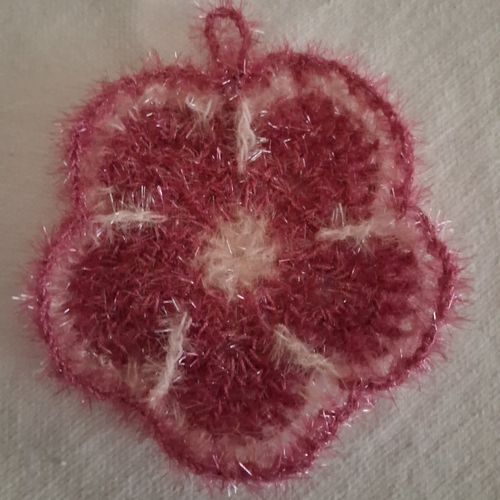 Tawashi  grande fleur lilas et jaune