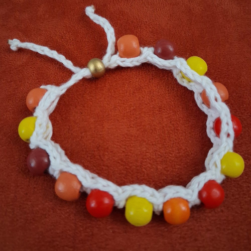 Bracelet  au crochet  avec perles bois