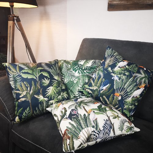 Housse de coussin canapé 45x45 set de 4 taies exotique moderne couverture coussin boho housse tissu velours texturé daim fauteuil lit