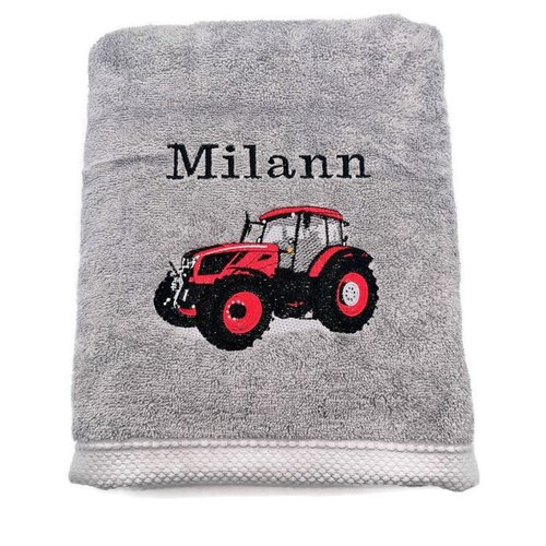 Tracteur  brodé sur serviette  drap de bain ou pack complet