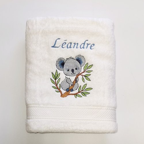Koala brodé sur serviette  drap de bain ou pack complet