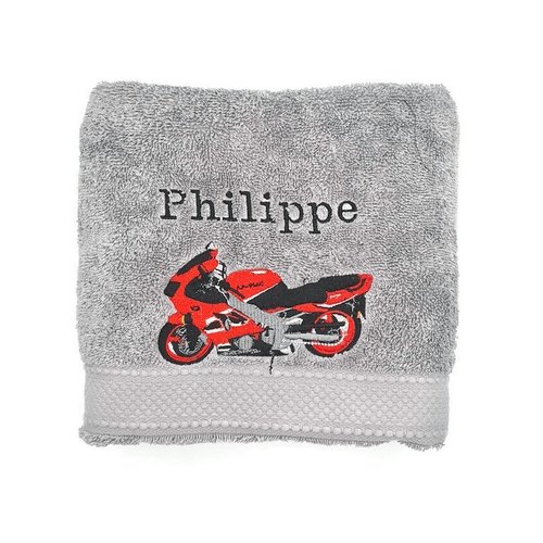Moto  brodé sur serviette  drap de bain ou pack complet