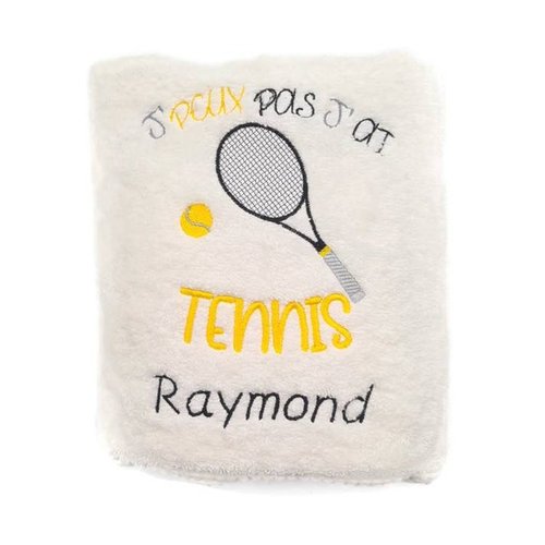 Tennis brodé sur serviette  drap de bain ou pack complet
