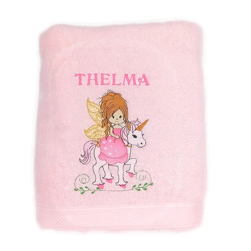 Princesse licorne brodé sur serviette  drap de bain ou pack complet