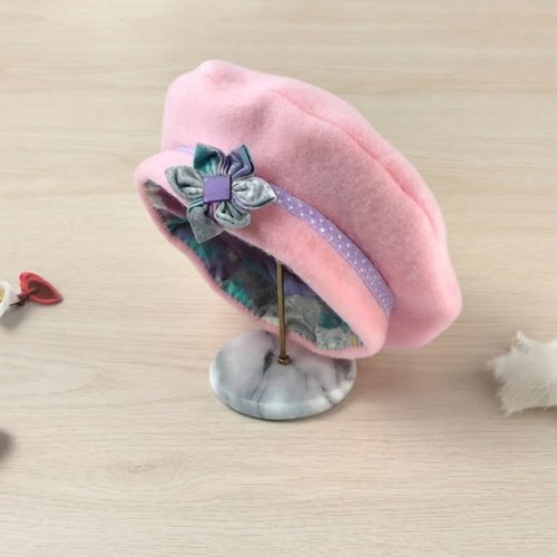 Béret petite fille taille 2 ans en polaire rose