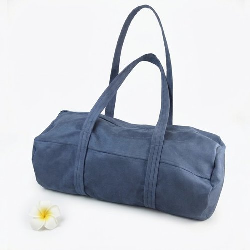 Sac de voyage, de sport polochon en tissu suédine bleu