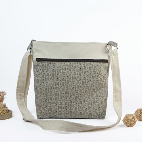 Sac bandoulière en tissu beige