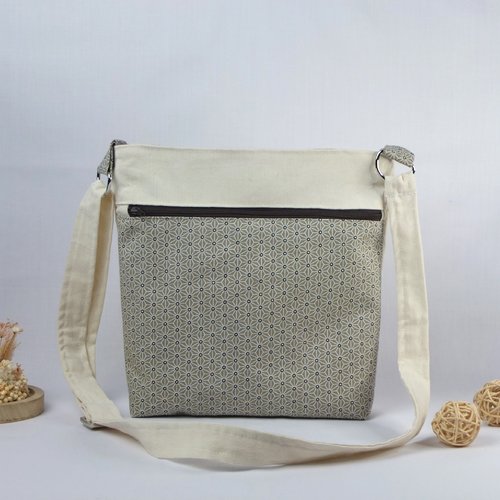 Sac bandoulière en tissu beige