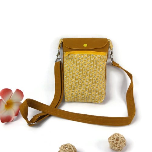 Petit sac bandoulière en tissu moutarde