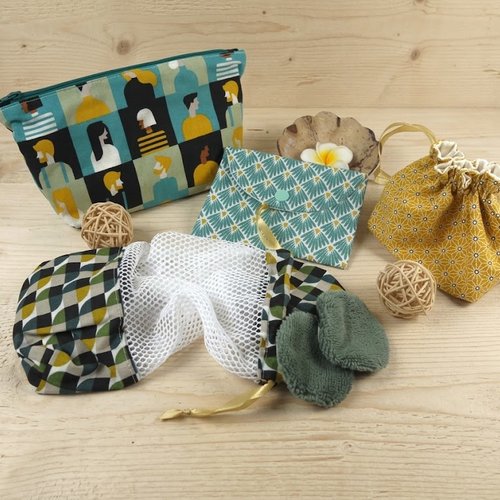 Ensemble de beauté  lingettes démaquillantes en éponge de bambou/coton